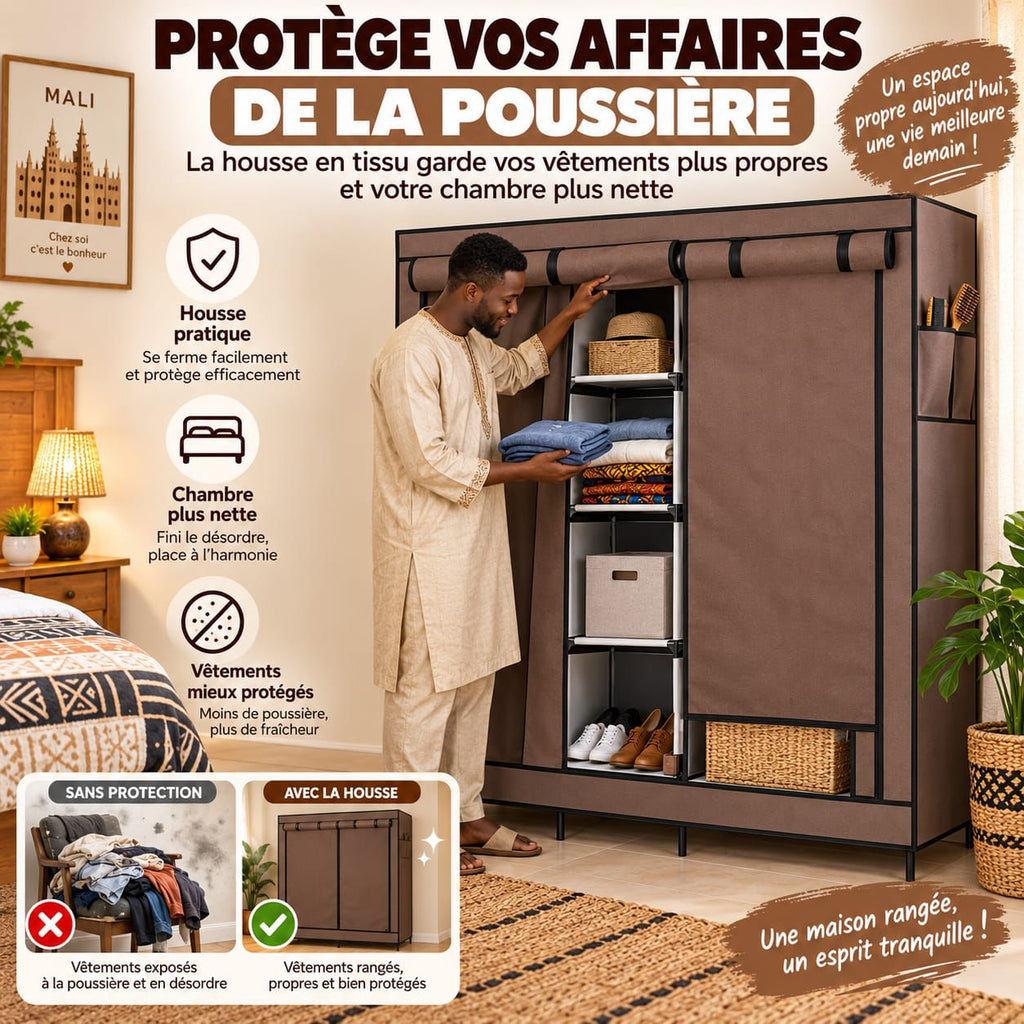 Armoire 4 Battants en Tissu Kainaiya