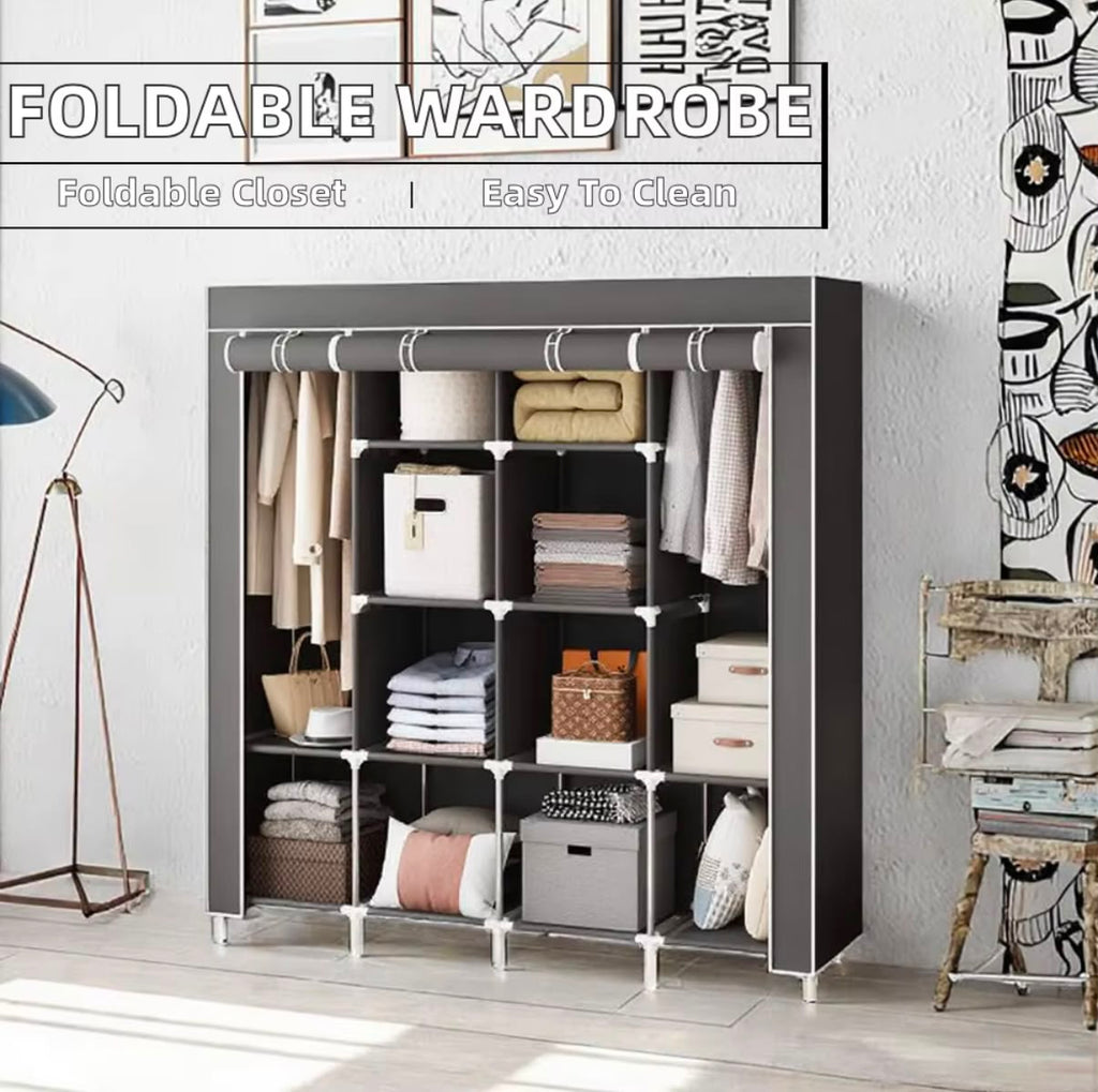 Armoire 4 Battants en Tissu Kainaiya