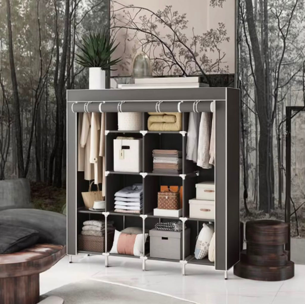 Armoire 4 Battants en Tissu Kainaiya